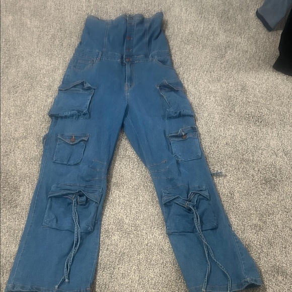 Pants - Stylish Blue Utility Jumpsuit